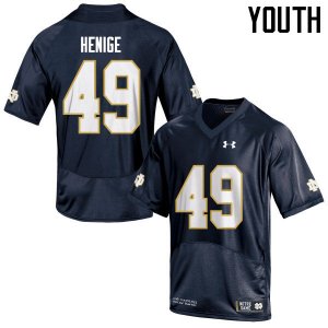 Notre Dame Fighting Irish Youth Jack Henige #49 Navy Under Armour Authentic Stitched College NCAA Football Jersey OCM8899NJ